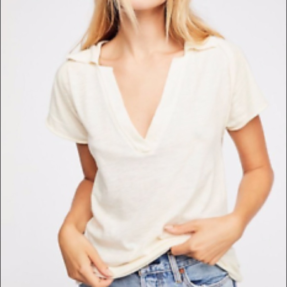 Free People Pop Your Collar Top, ivory size XS (fits like a medium)